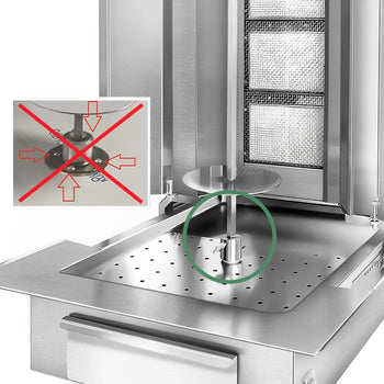 Grill gazowy do gyrosa/kebaba - 4 palniki - maks. 60 kg - włącznie z blachą ochronną & drzwiami na zawiasach - Dla Wielkiej Brytanii - Prime Gastro