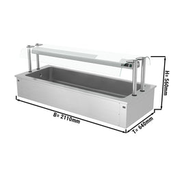 Wbudowana wanna do ekspozycji na lodzie - 2,1m - 6x GN 1/1 - ze szklaną ochroną przed kaszlem