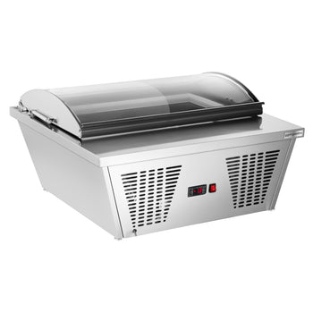 Stołowa witryna na lody - 870 mm - statyczna - na 4x 5-litrowe pojemniki na lody - kopułowa pokrywa - pokrywa otwierana na stronę obsługi - Prime Gastro