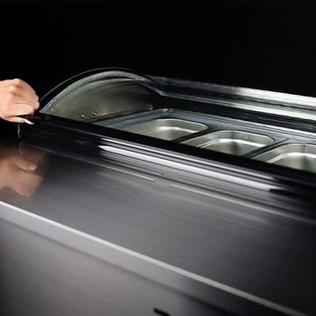 Stołowa witryna na lody - 870 mm - statyczna - na 4x 5-litrowe pojemniki na lody - kopułowa pokrywa - pokrywa otwierana na stronę obsługi - Prime Gastro