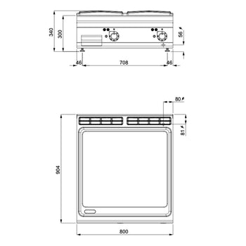 Elektryczna płyta grillowa - 13,2 kW - Gładka - Prime Gastro