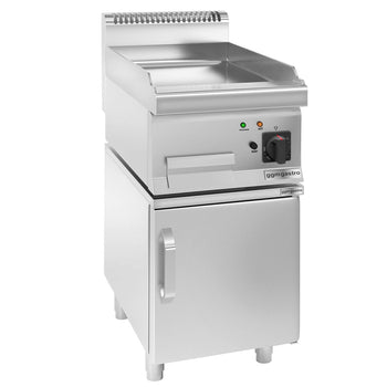 Elektryczna płyta grillowa - 4,5 kW - Gładka - włącznie z podstawą z drzwiczkami - Prime Gastro