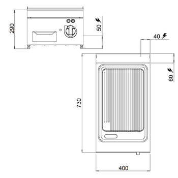 Elektryczna płyta grillowa - 4,8 kW - Ryflowana - Prime Gastro