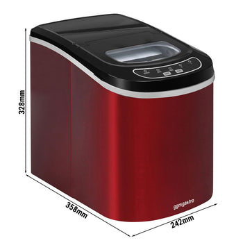 Kostkarka do lodu - Wydrążony cylinder - 12 kg/24 godz - Czerwony - Prime Gastro