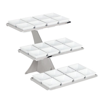 Etażerka/ Stojak bufetowy - chrom - włącznie z 24 miskami z melaminy - kwadratowy - Prime Gastro