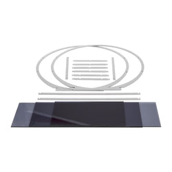 Stojak bufetowy - 3 - poziomowy - stal nierdzewna i plexi - Ø 490mm - Wys.: 490mm - Okrągły - Chrom