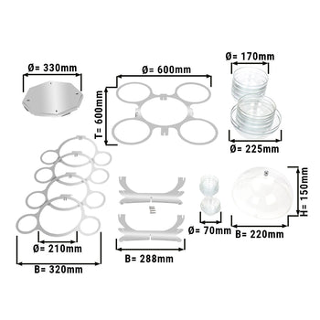 Etażerka/stojak bufetowy - obrotowy - stal nierdzewna - włącznie z 17 szklanymi miskami - okrągły - Prime Gastro