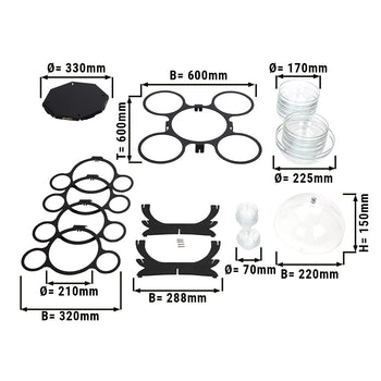 Etażerka/stojak bufetowy - obrotowy - czarny - włącznie z 17 szklanymi miskami - okrągły - Prime Gastro