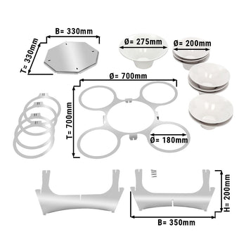 Etażerka / stojak bufetowy - obrotowy - stal nierdzewna - włącznie z 9 miskami z melaminy - okrągły - Prime Gastro