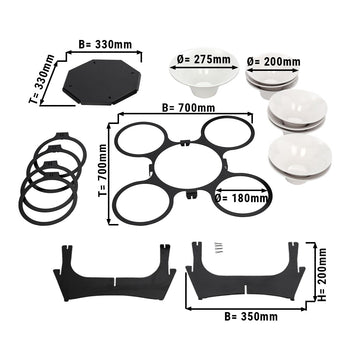 Etażerka / stojak bufetowy - obrotowy - czarny - włącznie z 9 miskami z melaminy - okrągły - Prime Gastro