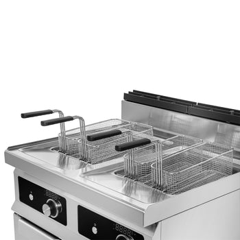 Podwójna frytownica elektryczna - 22+22 litry - 44 kW - Sterowanie elektroniczne - Prime Gastro