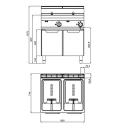 Podwójna frytownica elektryczna - 10+10 litrów - 12 kW
