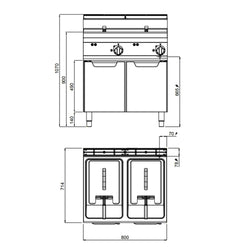Elektryczna Frytownica Podwójna - 18+18 Litrów - 27 kW