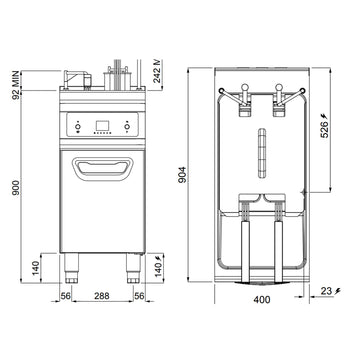 Frytownica elektryczna - 22 litry - 22 kW - z automatycznym podnoszeniem kosza & systemem filtrowania oleju - Prime Gastro
