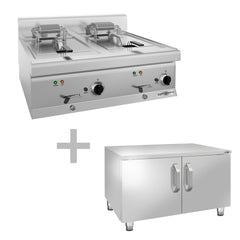 Double electric fryer - 10+10 liters - 18 kW - including base with 2 doors