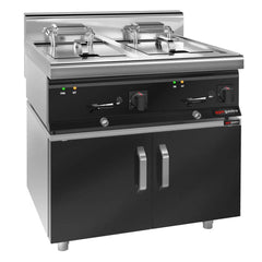 Double electric fryer - 10 + 10 liters - 18 kW - including base with 2 doors