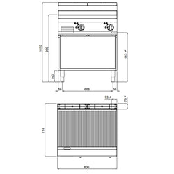 Elektryczna płyta grillowa - 9,6 kW - Ryflowana