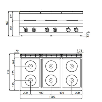 Kuchenka elektryczna - 15,6 kW - 6 płyt okrągłych - Prime Gastro