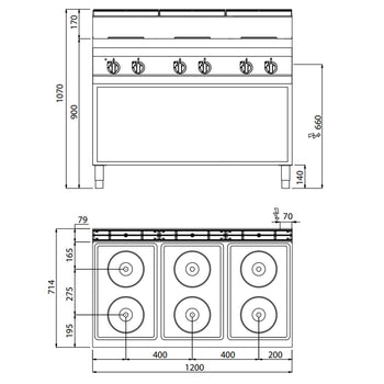 Kuchenka elektryczna - 15,6 kW - 6 płyt okrągłych - Prime Gastro