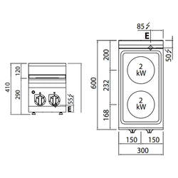 Kuchenka Elektryczna - 4 kW - 2 Pola Grzewcze