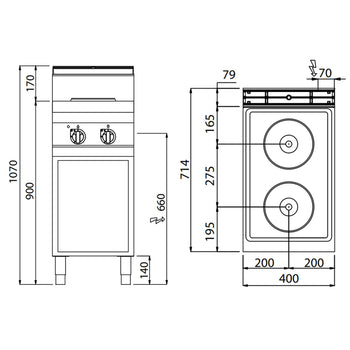 Kuchenka elektryczna - 5,2 kW - 2 płyty okrągłe - Prime Gastro