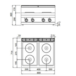 Kuchenka elektryczna - 10,4 kW - 4 płyty okrągłe