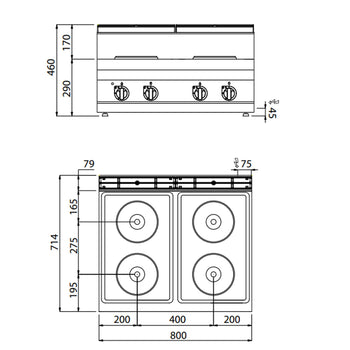 Kuchenka elektryczna - 10,4 kW - 4 płyty okrągłe - Prime Gastro