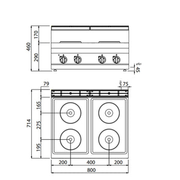 Kuchenka elektryczna - 10,4 kW - 4 płyty okrągłe - Prime Gastro