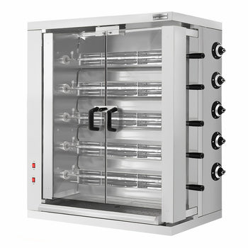 Elektryczny grill do kurczaka - 16,5 kW - z 5 szpikulcami do 30 kurczaków - Prime Gastro