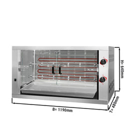 Elektryczny grill do kurczaków – 9,6 kW – z 2 rożnami, mieszczącymi do 12 kurczaków