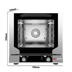 Piec konwekcyjny COMPACT – z funkcją parowania – ręczny – w zestawie 4 blachy 429 x 345 mm