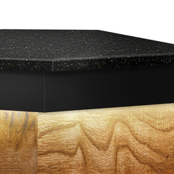 Lada kasowa narożna TORONTO - 1570 mm - drewniany panel przedni - blat roboczy kuchenny z czarnego granitu