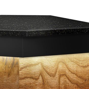 Lada kasowa narożna TORONTO - 1570 mm - drewniany panel przedni - blat roboczy kuchenny z czarnego granitu - Prime Gastro