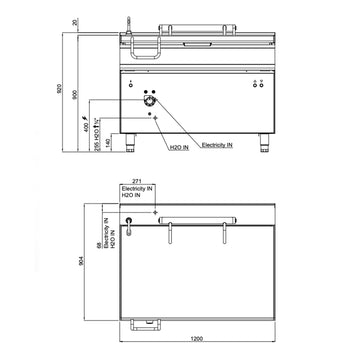 Elektryczna patelnia przechylna do smażenia - 120 litrów - 14,4 kW - z silnikiem - Prime Gastro