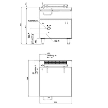 Elektryczna patelnia przechylna do smażenia - 80 litrów - 9,6 kW - z silnikiem - Prime Gastro