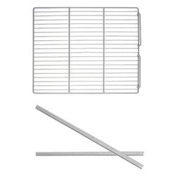 Szyny ze stali nierdzewnej - 1x lewa & 1x prawa - 645 mm - z plastikowym rusztem wsparciem - GN 2/1 - 650x535 mm