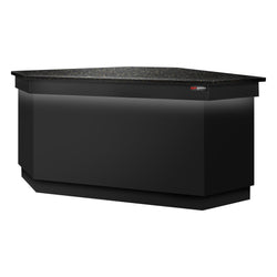 Narożna lada kasowa TORONTO - 1565 mm - czarny panel przedni - blat roboczy kuchenny z czarnego granitu