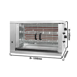Elektryczny grill do kurczaka - 6,6 kW - z 2 szpikulcami do 12 kurczaków
