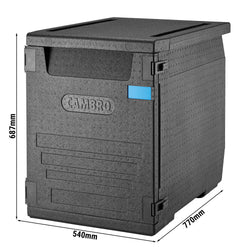 CAMBRO | CAM GOBOX® - pojemnik ładowany od przodu - EN 600x400 - z 6 szynami - Czarny