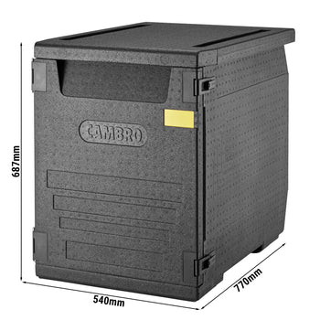 CAMBRO | CAM GOBOX® - pojemnik ładowany od przodu - EN 600x400 - z zestawem 2 szyn ze stali nierdzewnej - Czarny - Prime Gastro