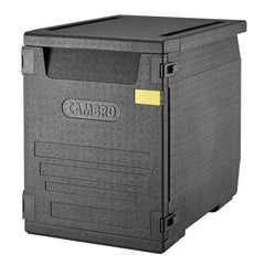 CAMBRO | CAM GOBOX® - pojemnik ładowany od przodu - EN 60x40 - z zestawem 2 szyn ze stali nierdzewnej - Czarny