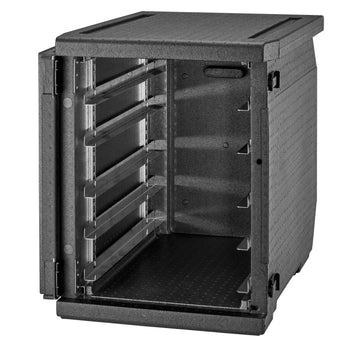 CAMBRO | CAM GOBOX® - pojemnik ładowany od przodu - EN 600x400 - z zestawem 2 szyn ze stali nierdzewnej - Czarny - Prime Gastro