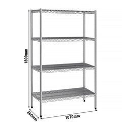 Półka ze stali nierdzewnej - 1070x460 mm - z 4 drucianymi półkami (STAŁA)