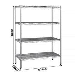 Półka ze stali nierdzewnej - 1370x360 mm - z 4 półkami drucianymi (STAŁA)