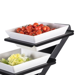 Etażerka / Stojak bufetowy - czarny - włącznie z 3 melaminowymi miskami 300x300 mm