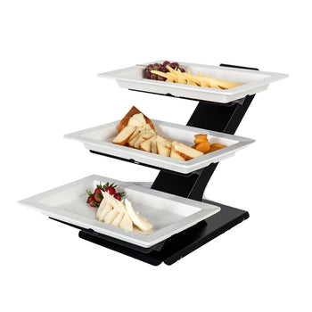 Etażerka / Stojak bufetowy - czarny - włącznie z 3 melaminowymi miskami 320x530mm - Prime Gastro