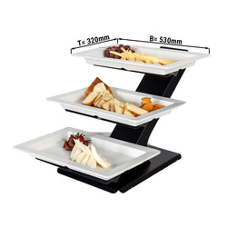 Etażerka / Stojak bufetowy - czarny - włącznie z 3 melaminowymi miskami 320x530mm