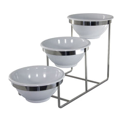 Etażer / Stojak bufetowy - Chromowany - włącznie z 3 miskami z melaminy - okrągły