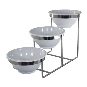 Etażer / Stojak bufetowy - Chromowany - włącznie z 3 miskami z melaminy - okrągły - Prime Gastro