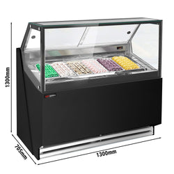 Lada na lody THEO - 1300 mm - konwekcja - dla 6x 5 litrowych pojemników na lody - czarna